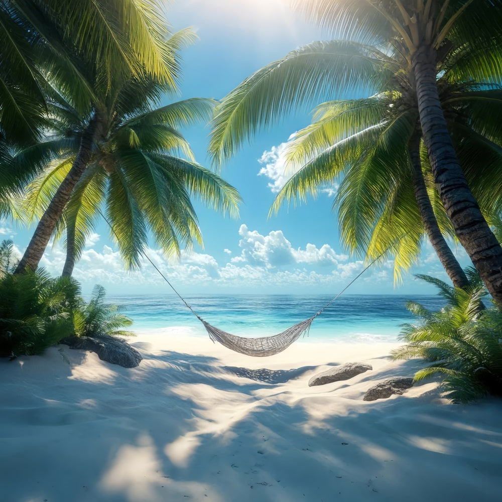 Tropical Photo Backdrop Hammock Palm Summer Backdrop UK ZXY3-32