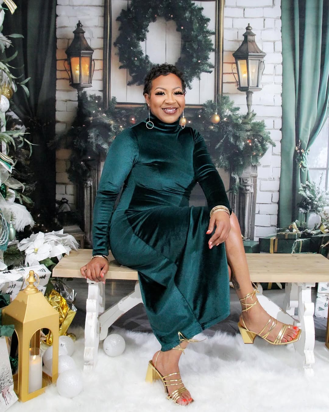 Christmas Trees Fireplace Window Backdrop UK RR8-120