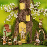 Bunny Rabbit Tree House Easter Backdrop UK D1073