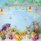 Easter Decoration Backdrop Bunny Flowers UK D1075