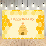 Happy Bee Day Birthday Party Banner Backdrop D711