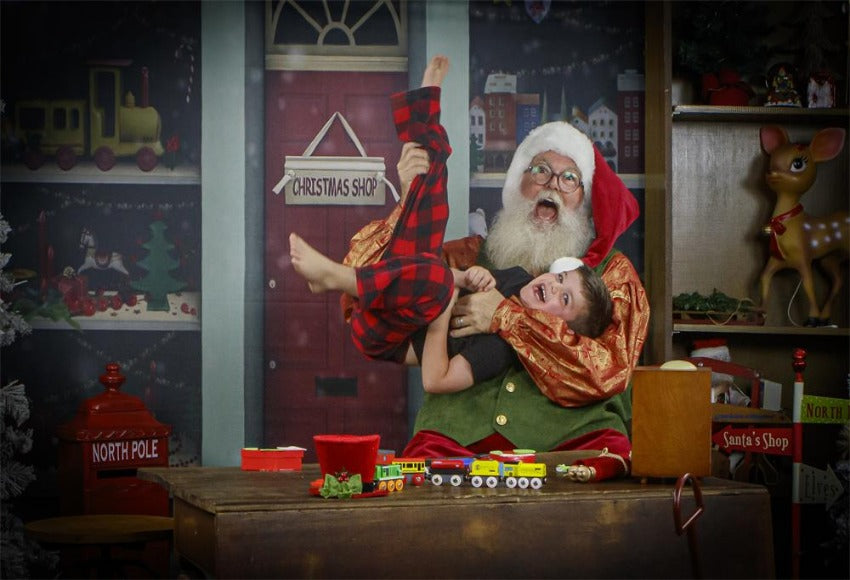 Christmas Santa Workshop Photography Backdrop UK G-024