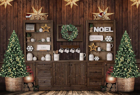Christmas Kitchen Rustic Backdrop for Photoraphy UK