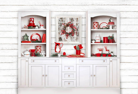 White Sideboard Christmas Tableware Wall backdrop UK for Party G-1452