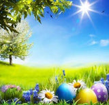 Happy Easter Spring  Green Grass Photo Booth backdrop UK GE-040