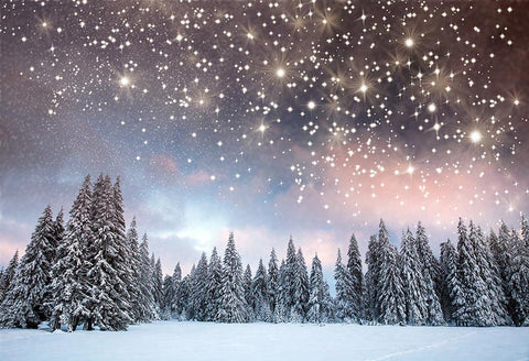 Shining Stars Winter Christmas Trees backdrop UK for Photography GX-1080