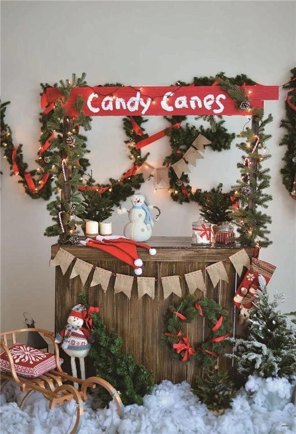 Candy Canes Christmas Backdrop for Photography KAT-47