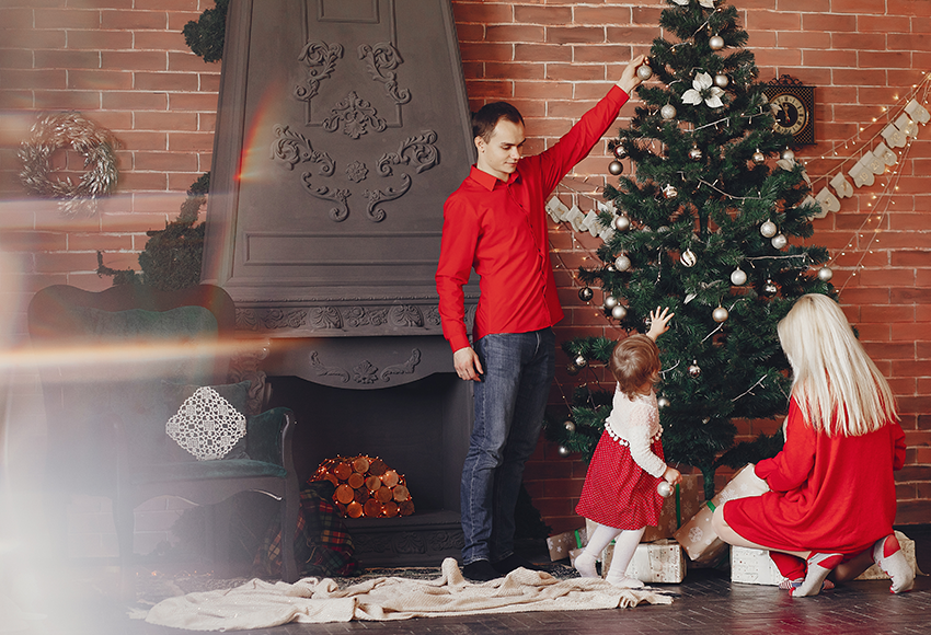 Fireplace Christmas Tree UK Photography Backdrops M1