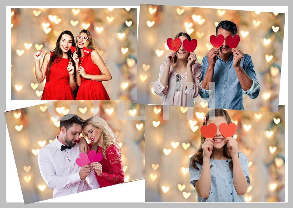 Pastel Heart Bokeh Photo Studio Backdrop UK MR-0046