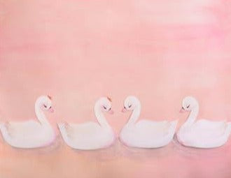 Cartoon White Swan Pink Background for Newborn Photography NB-338