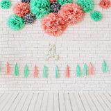 White Brick Wall Flower Decoration for Baby Shower UK S-3187