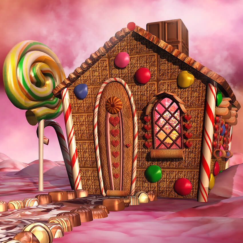 Baby Pink Backdrop Candy and House Background Cute Backdrop UK