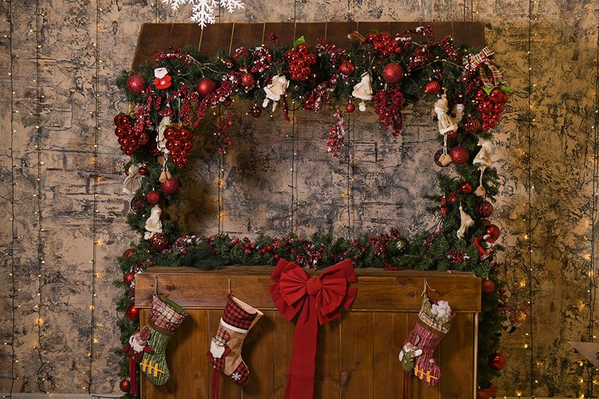 Christmas Socks Red berries Decor Wall Photography Backdrop