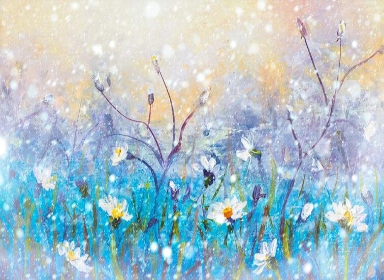 Wildflowers Snowflake Blurred Photo Backdrop