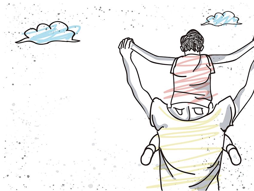 Dad and Son White background Studio Backdrop SH632