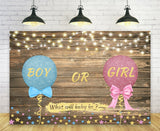 Blue And Pink Bow Gender Reveal Baby Shower Backdrop TKH1586