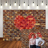 Valentine's Day Love Heart Photography Backdrop Retro Red Brick Wall VAT-39