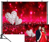 Valentine's Day Backdrop Photography Red Glitter Background White Hearts Love Theme VAT-40
