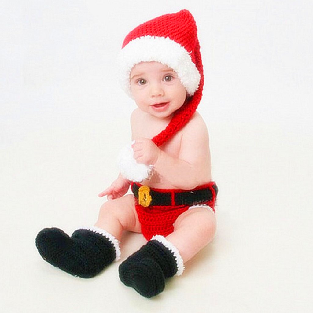 Newborn Baby Christmas Santa Knitted Crochet Photography Prop Costume