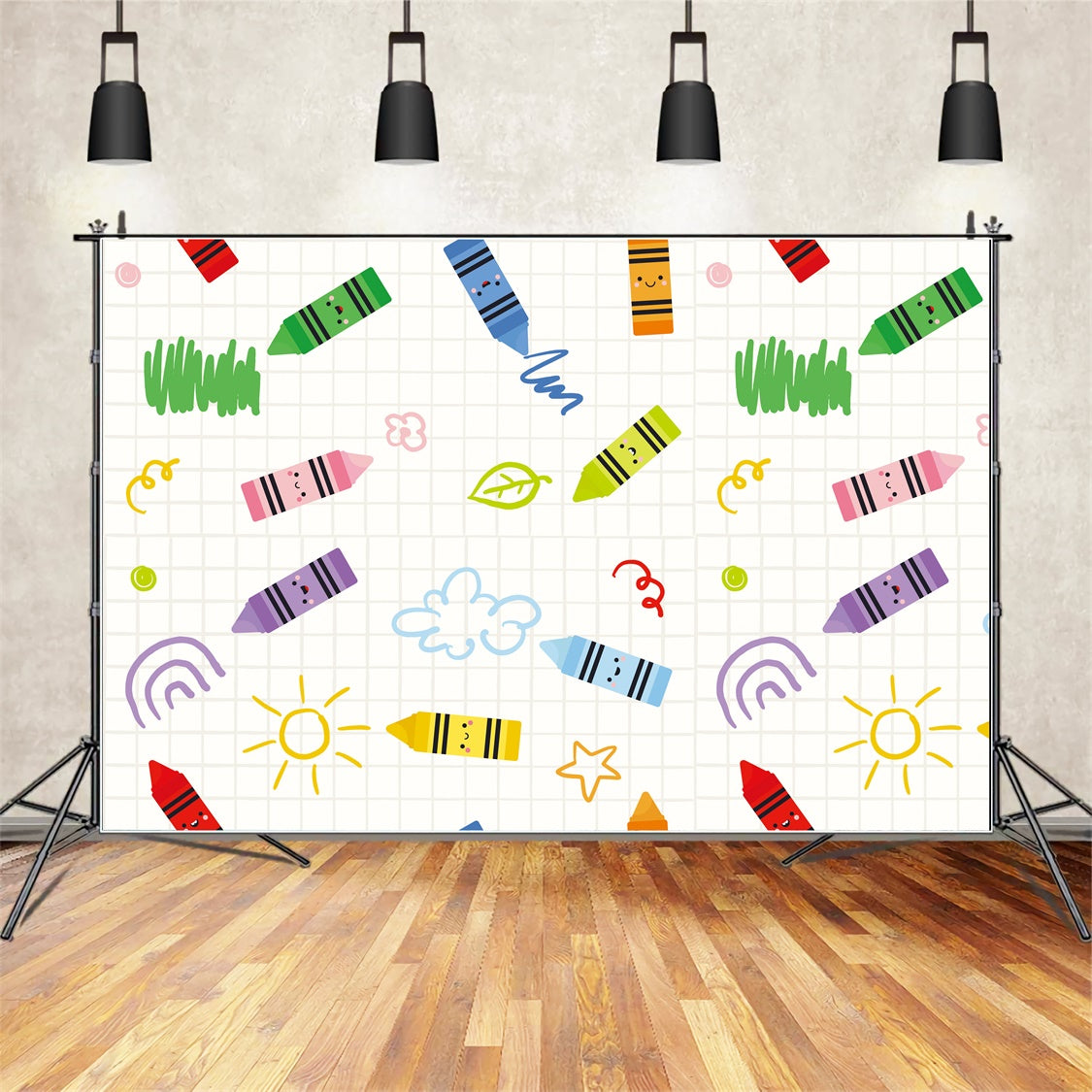 Crayon Stars Back to School Photography Backdrop UK BRP7-44