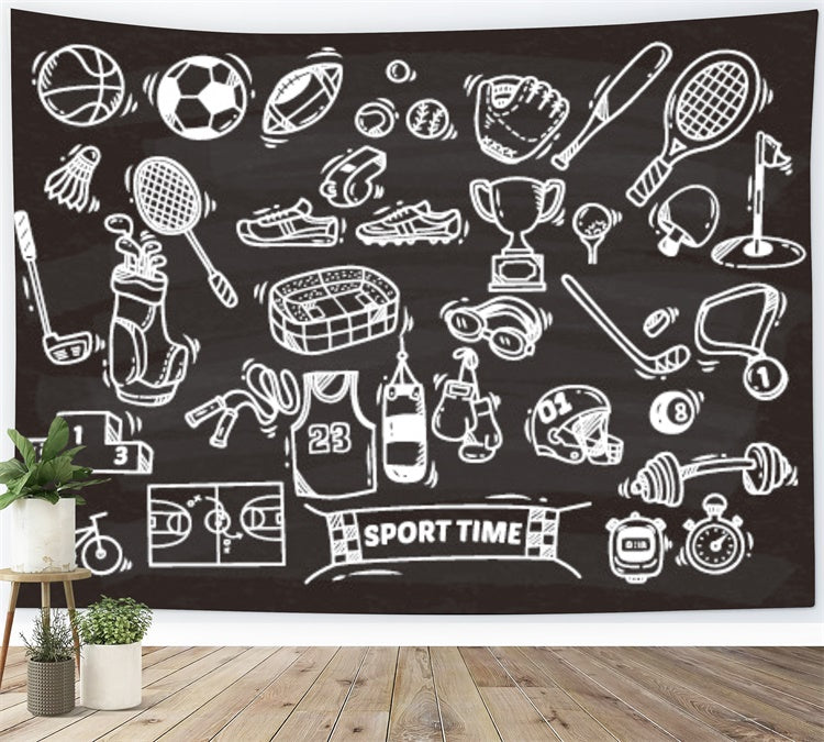 Back to School Sports Chalkboard Backdrop UK BRP7-22