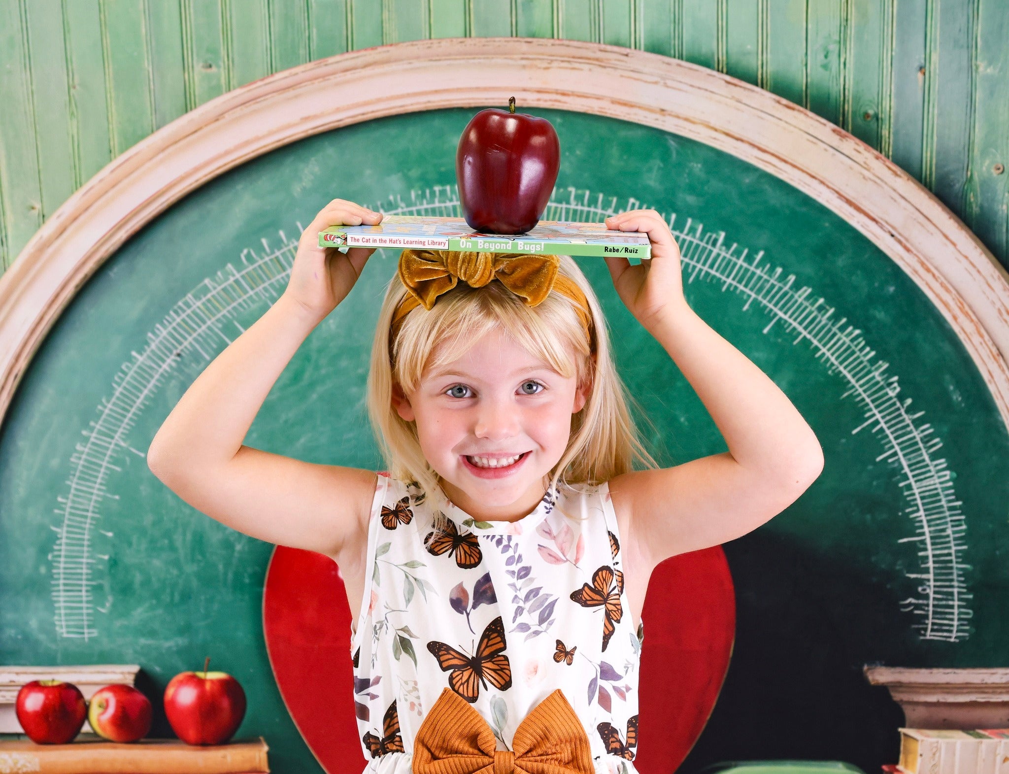 School Photo Backdrop Giant Red Apple Classroom Back To School Backdrop UK MRR9-76