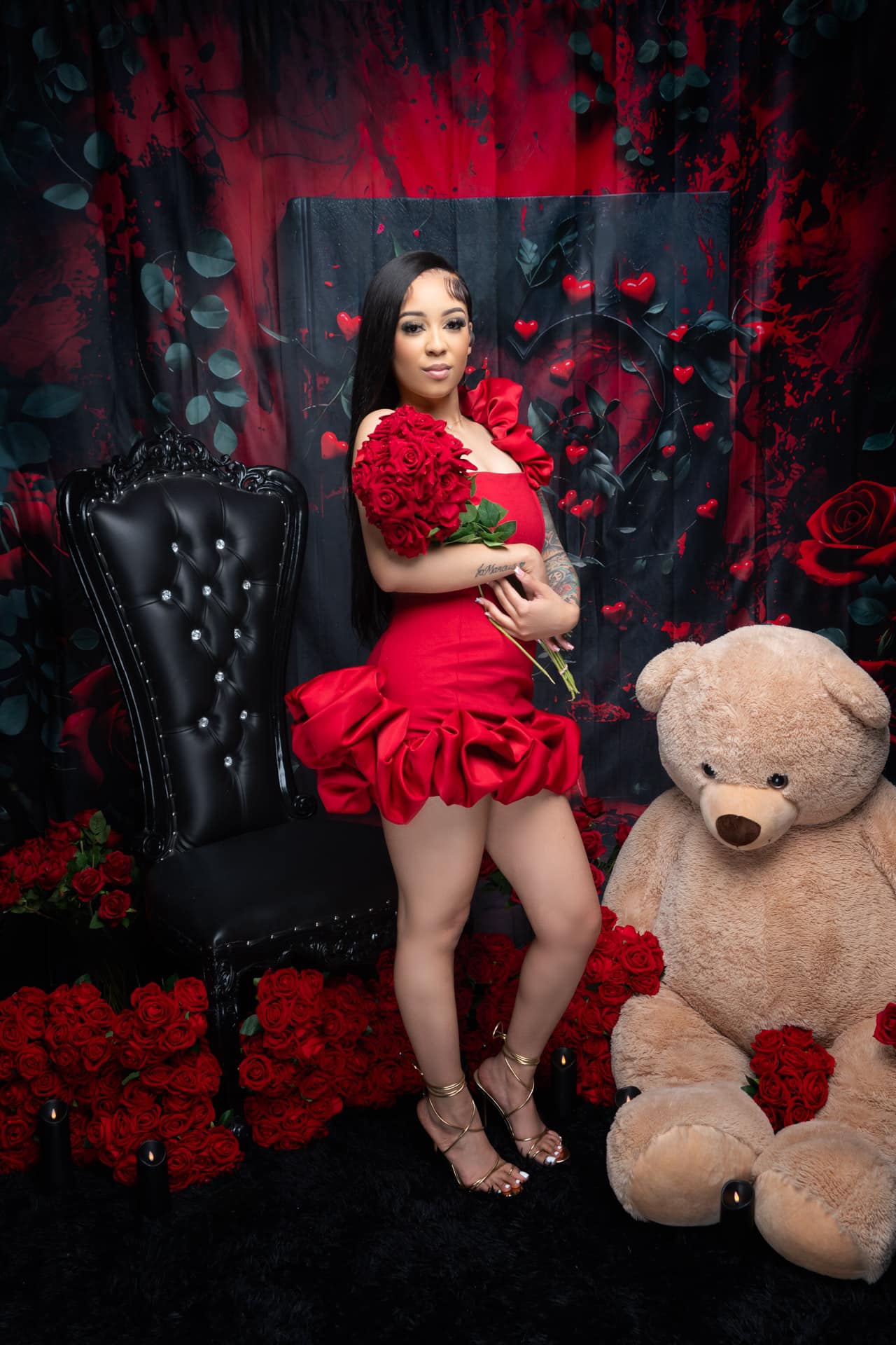 Valentine Backdrops Photography Rose Frame Romantic Heart Backdrop UK BRP12-216