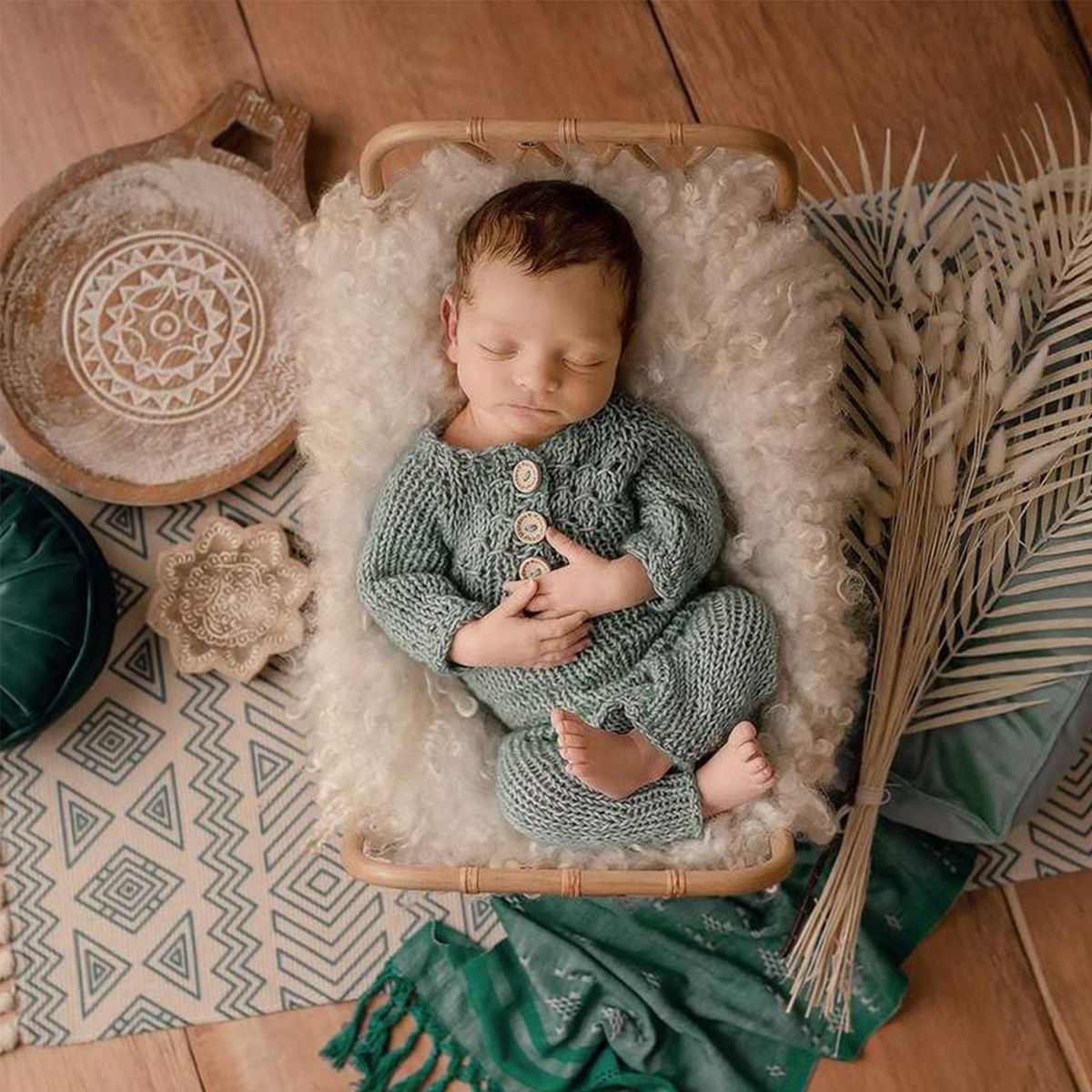 DBackdrop Bamboo Basket Newborn Photo Prop SYPJ9