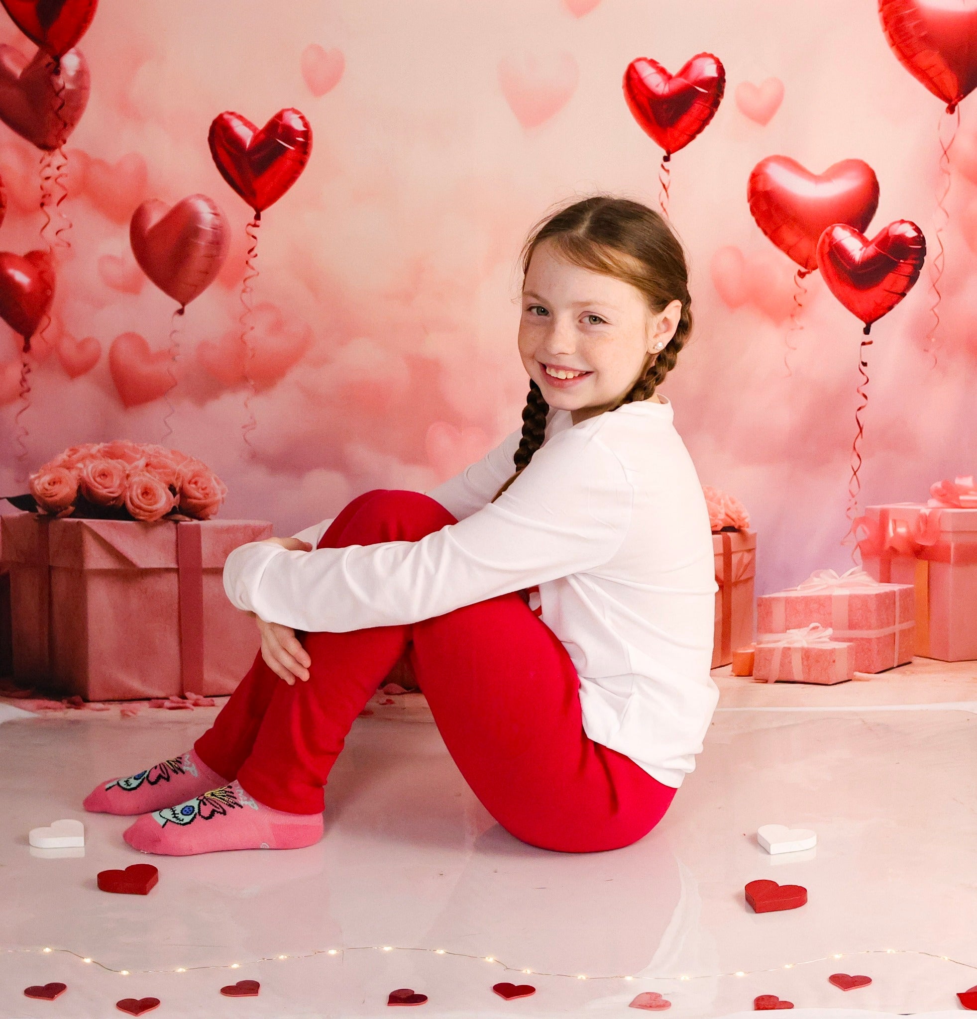 Valentine Backdrop Romantic Heart Balloons Gifts Valentine Photography Backdrop UK MRR9-86