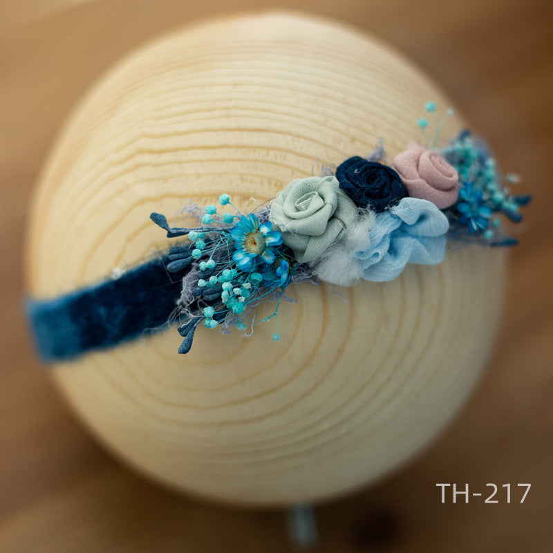 Newborn Photography Velvet Flower Pearl Headband Hair Accessories TH2