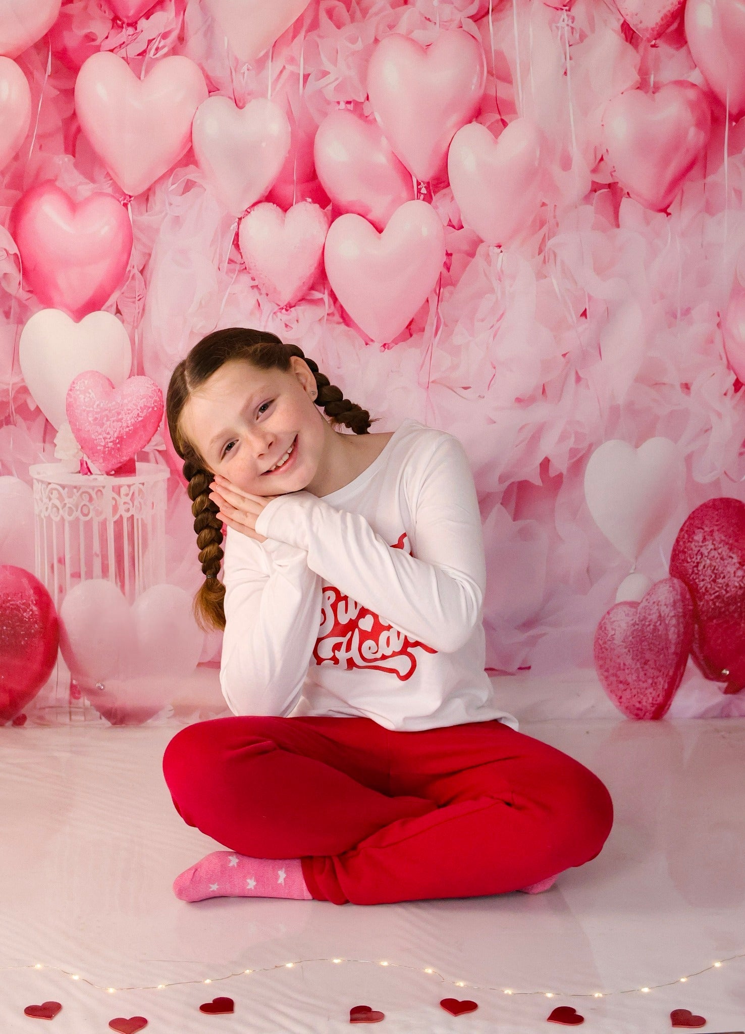 Valentine Backdrop Pink Heart Balloon Wall Valentine's Day Backdrop UK MRR9-88