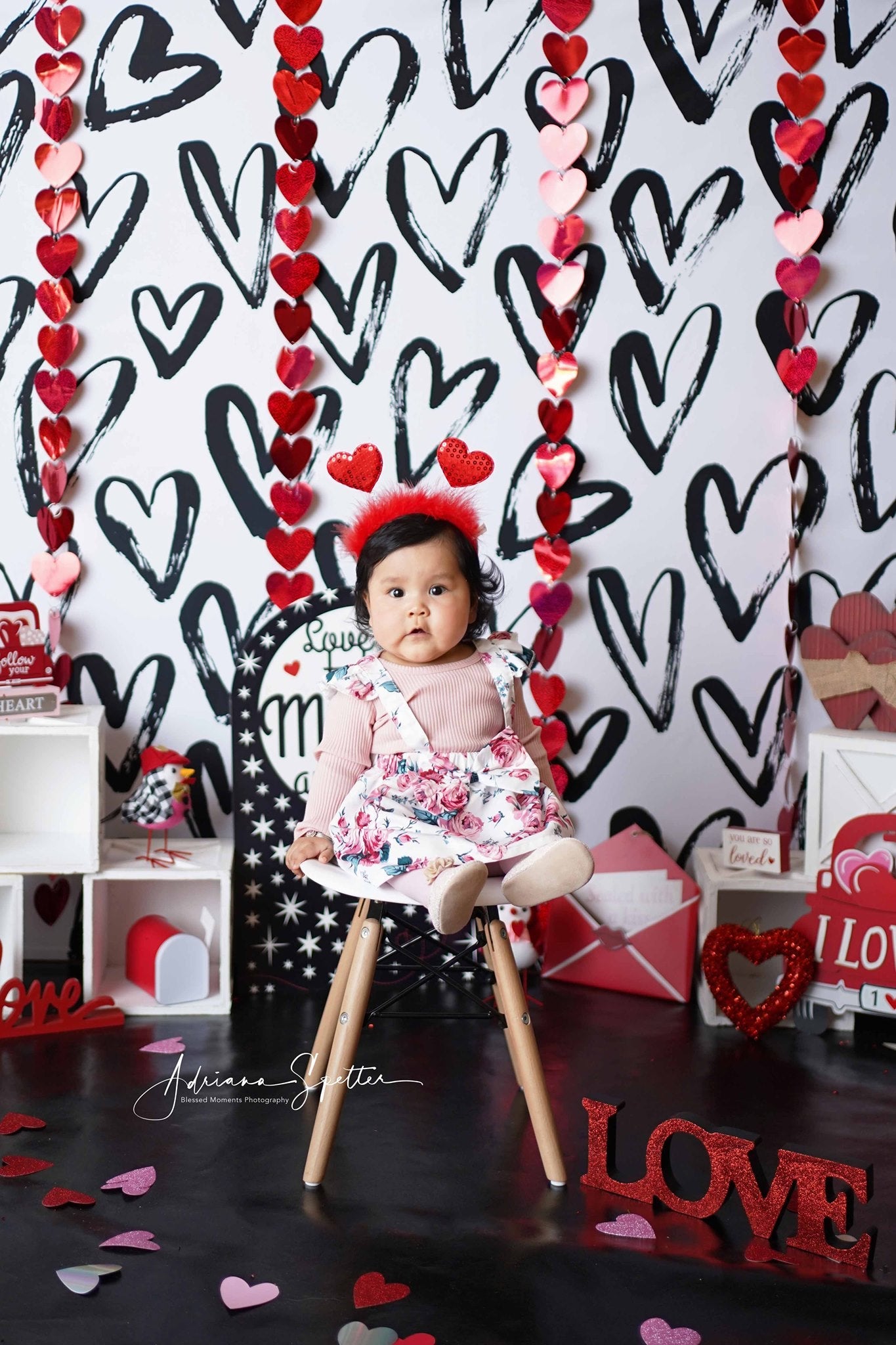 Valentine's Day Backdrop Love Hearts White Wall Valentines Backdrop UK MRR10-36