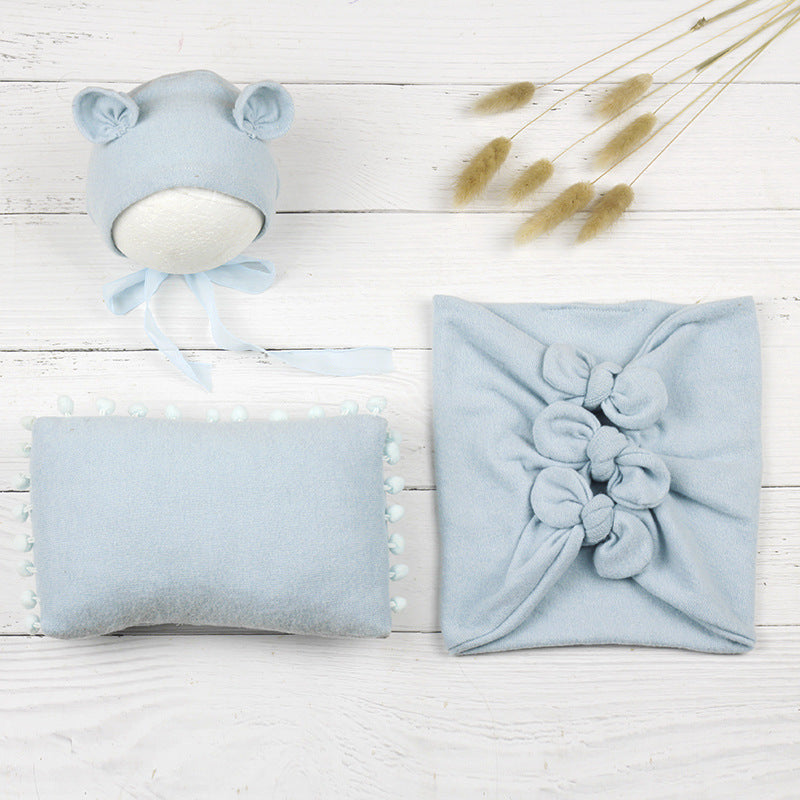 Newborn Photography Bow Wrap Set (Hat + Pillow + Wrap) CL8