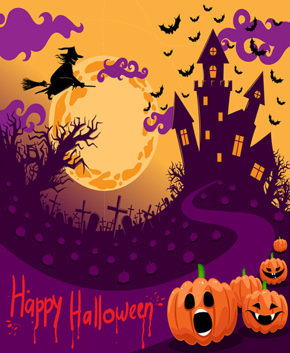 Festival Backdrop Halloween Backdrop UK Blurry Background Pumpkin Lanterns DBD-P19055