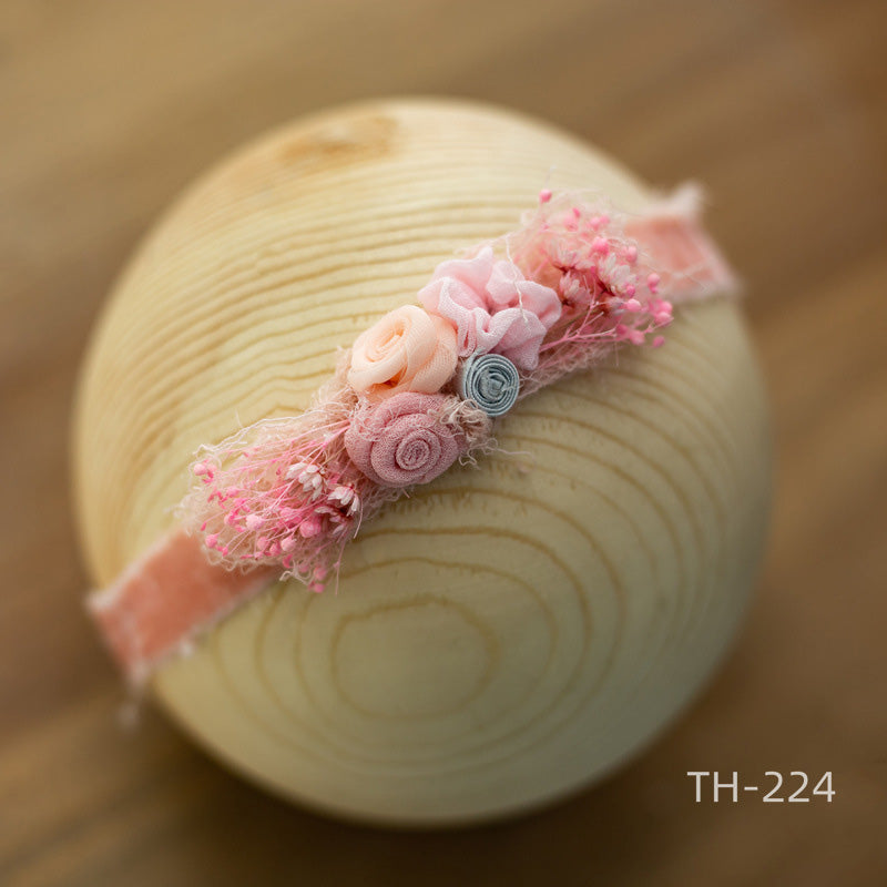 Newborn Photography Velvet Flower Pearl Headband Hair Accessories TH2