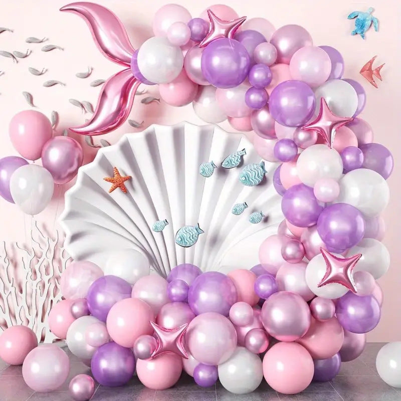 Pink Mermaid Balloon Chain Garland Set Baby Shower Party Decoration BA41