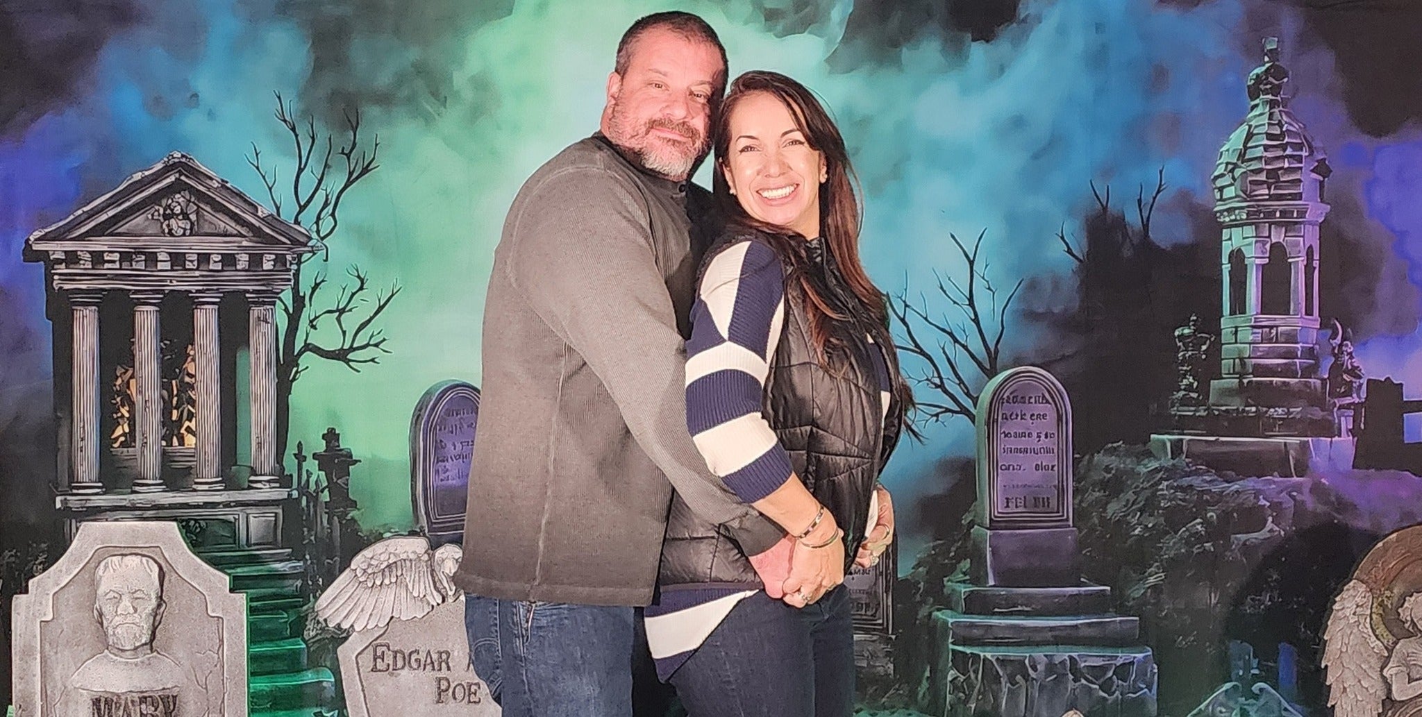 Halloween Graveyard Backdrop Glowing Foggy Tombstones Halloween Backdrop UK MRR8-24