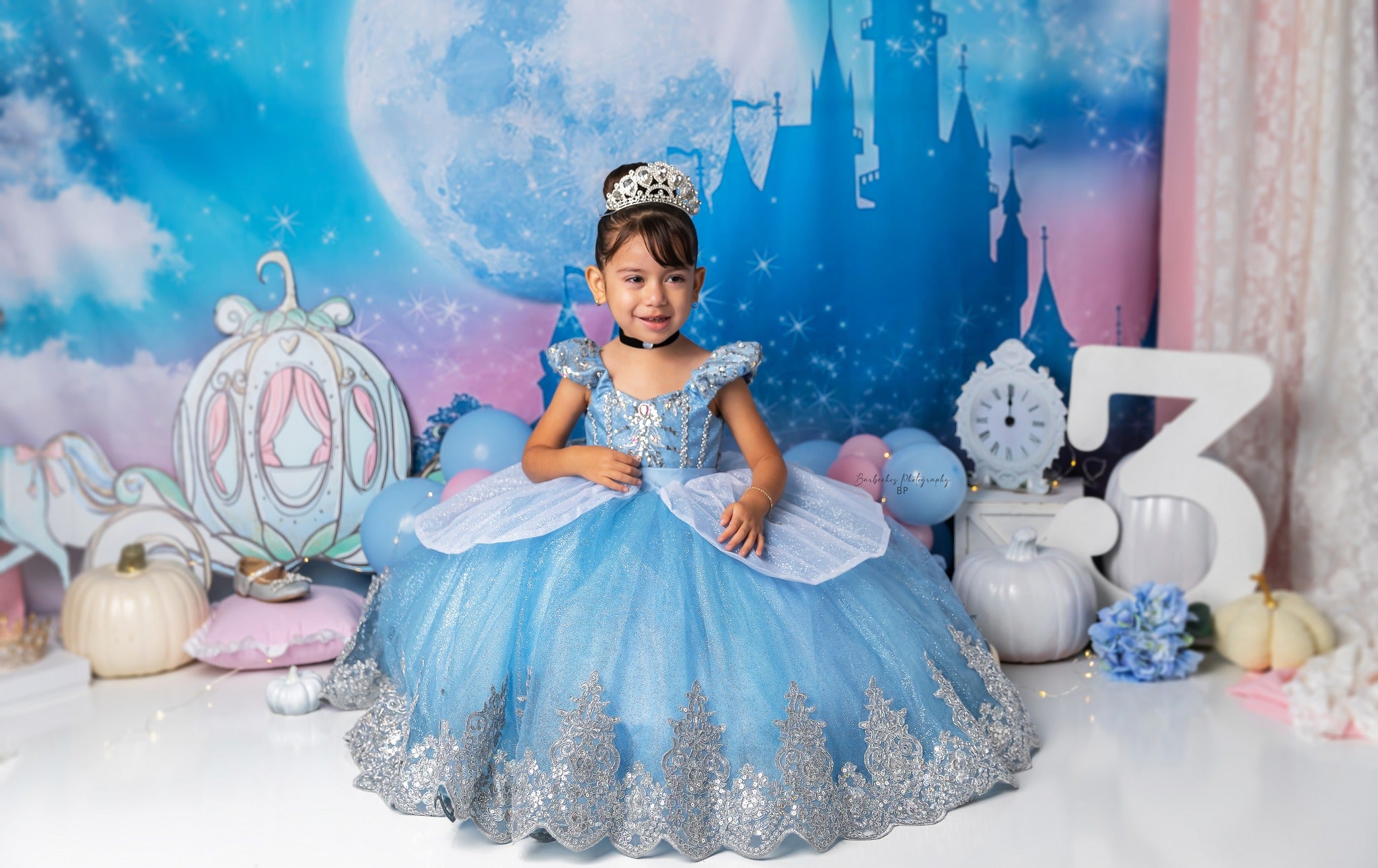 Blue backdrop UK Castle backdrop UK Starry Moon Background for Baby Photography G-927