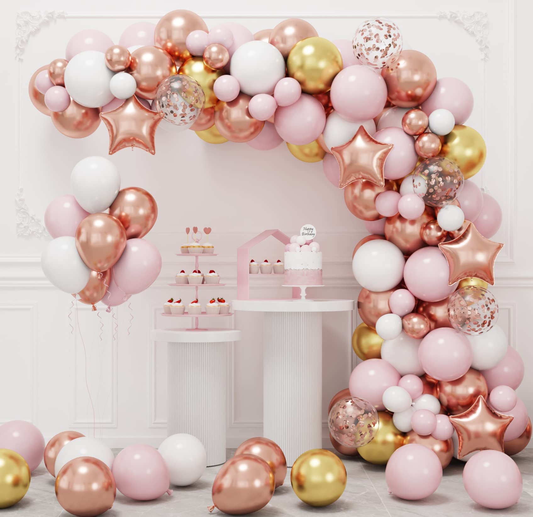 Wedding Party Pink Rose Gold Balloon Chain BA12