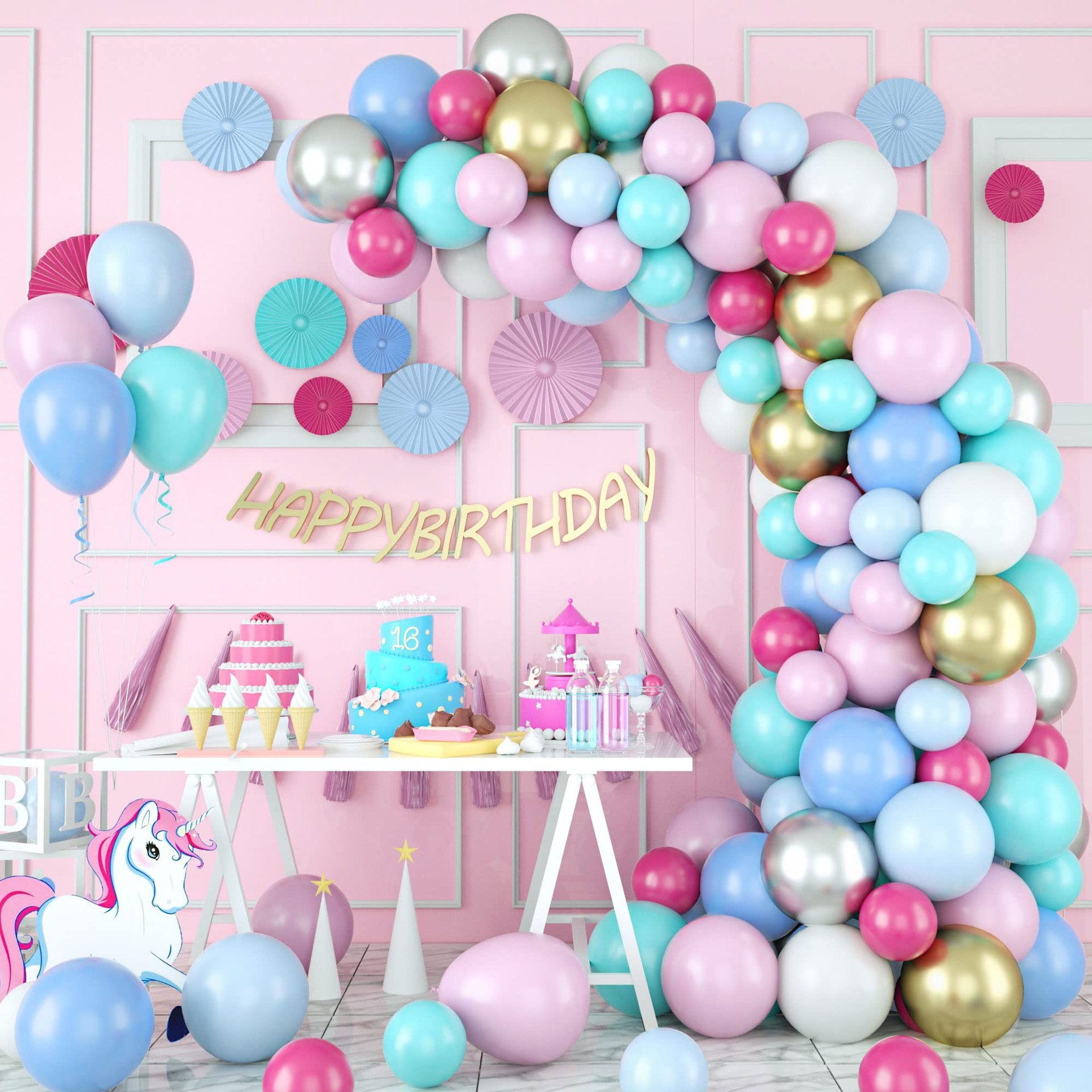 Newborn Macaron Powder Blue Latex Balloon Chain Set BA10