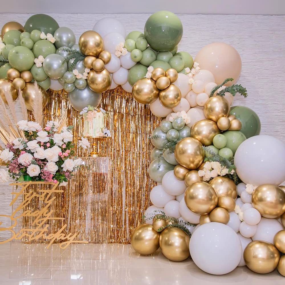 Vintage Avocado Green Arch Balloon Garland Birthday Party Venue Decoration BA29