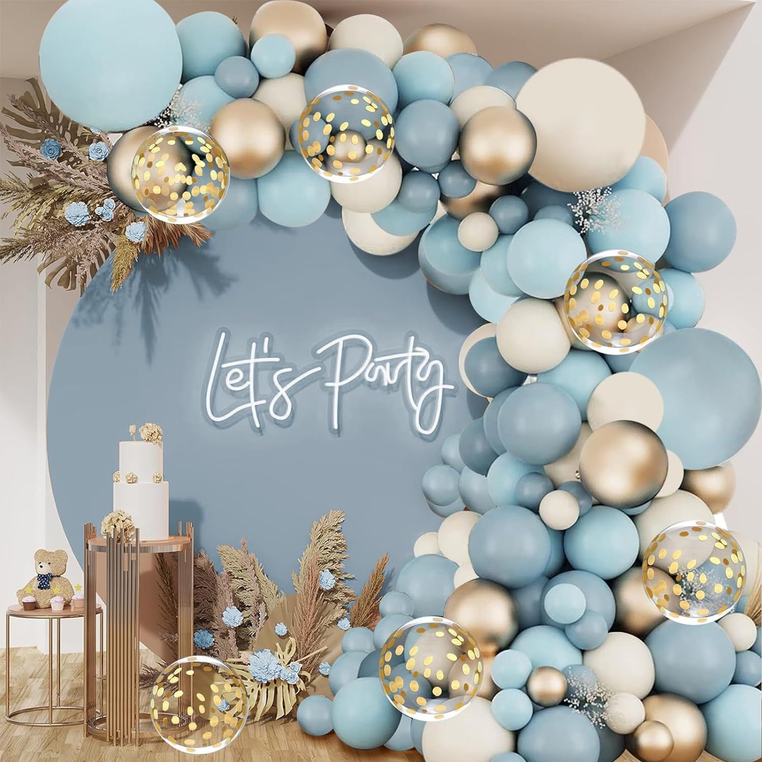 Matte Vintage Blue Baby Shower Ocean Birthday Party Decoration Balloon Garland BA43