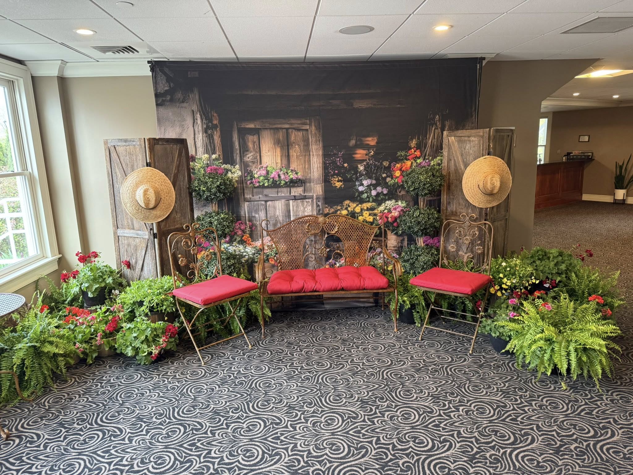 Spring Backdrops Rustic Flower Market Wooden Door Backdrop UK LXX2-63