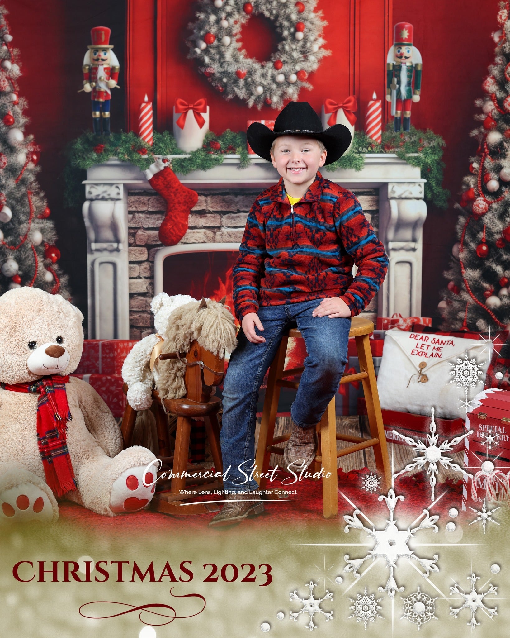 Nutcracker Backdrop Fireplace Red Vintage Wall Christmas Backdrop Ideas UK MRR9-69