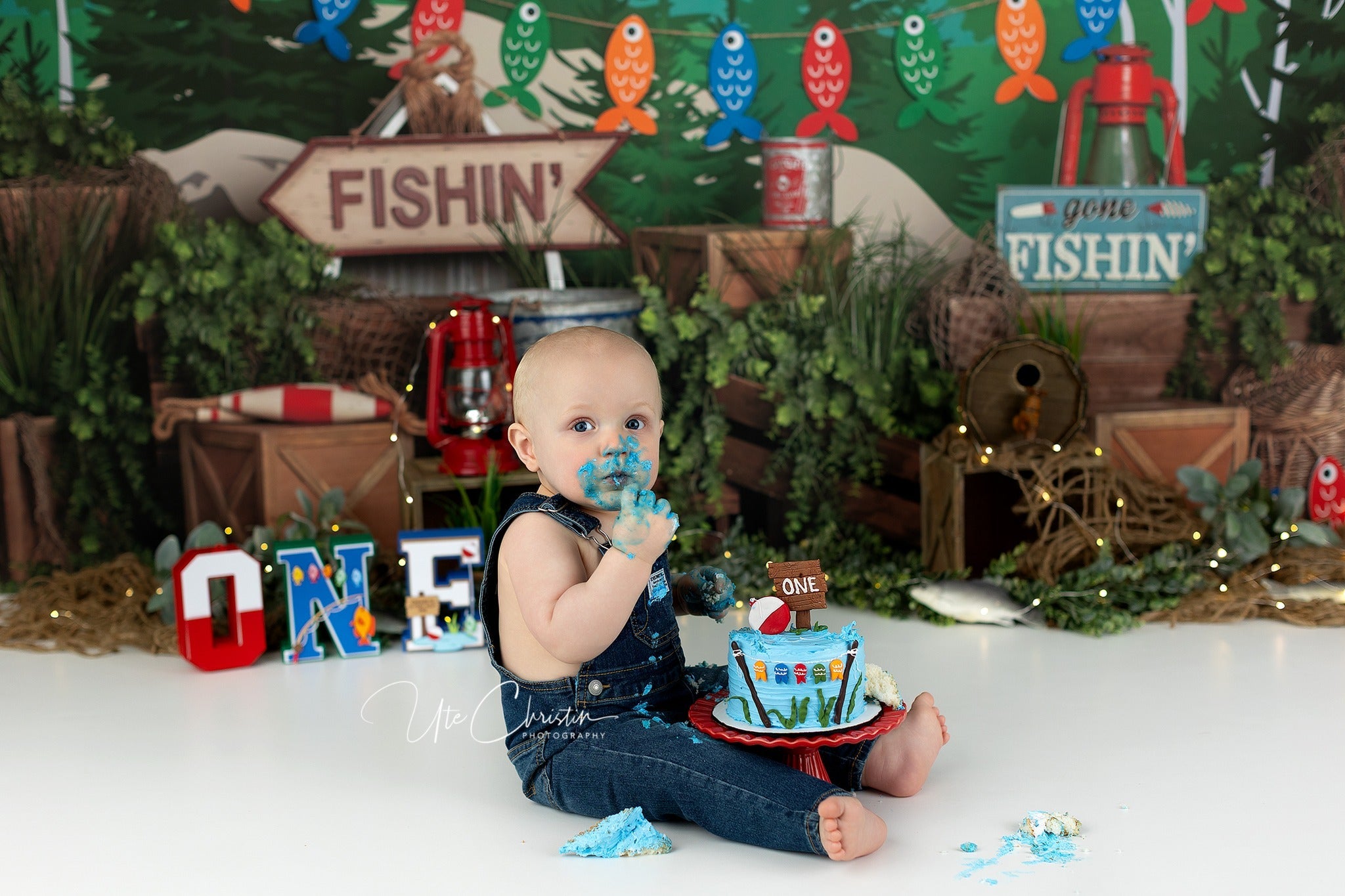 Forest Backdrop Lakeside Forest Fishing Party Setup Kids Photo Backdrop UK MRR9-49