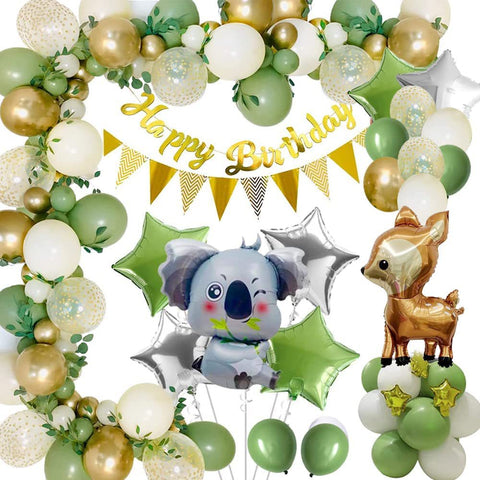 Animal Birthday Party Balloon Chain Tropical Green Jungle Arch Set BA32