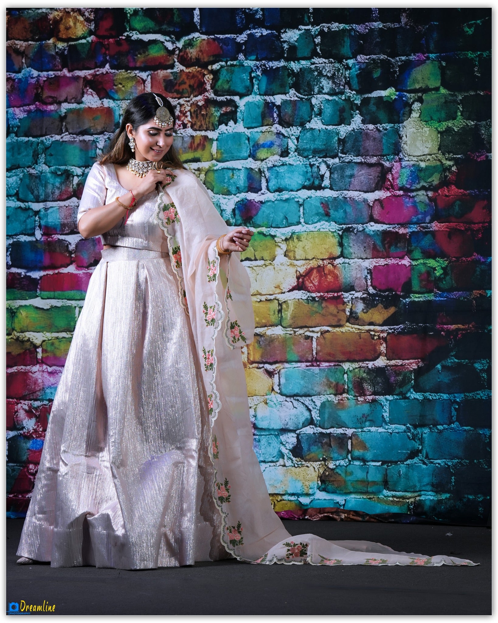 Colorful Brick Wall Backdrop Portrait Photography Backdrop UK HJ03185