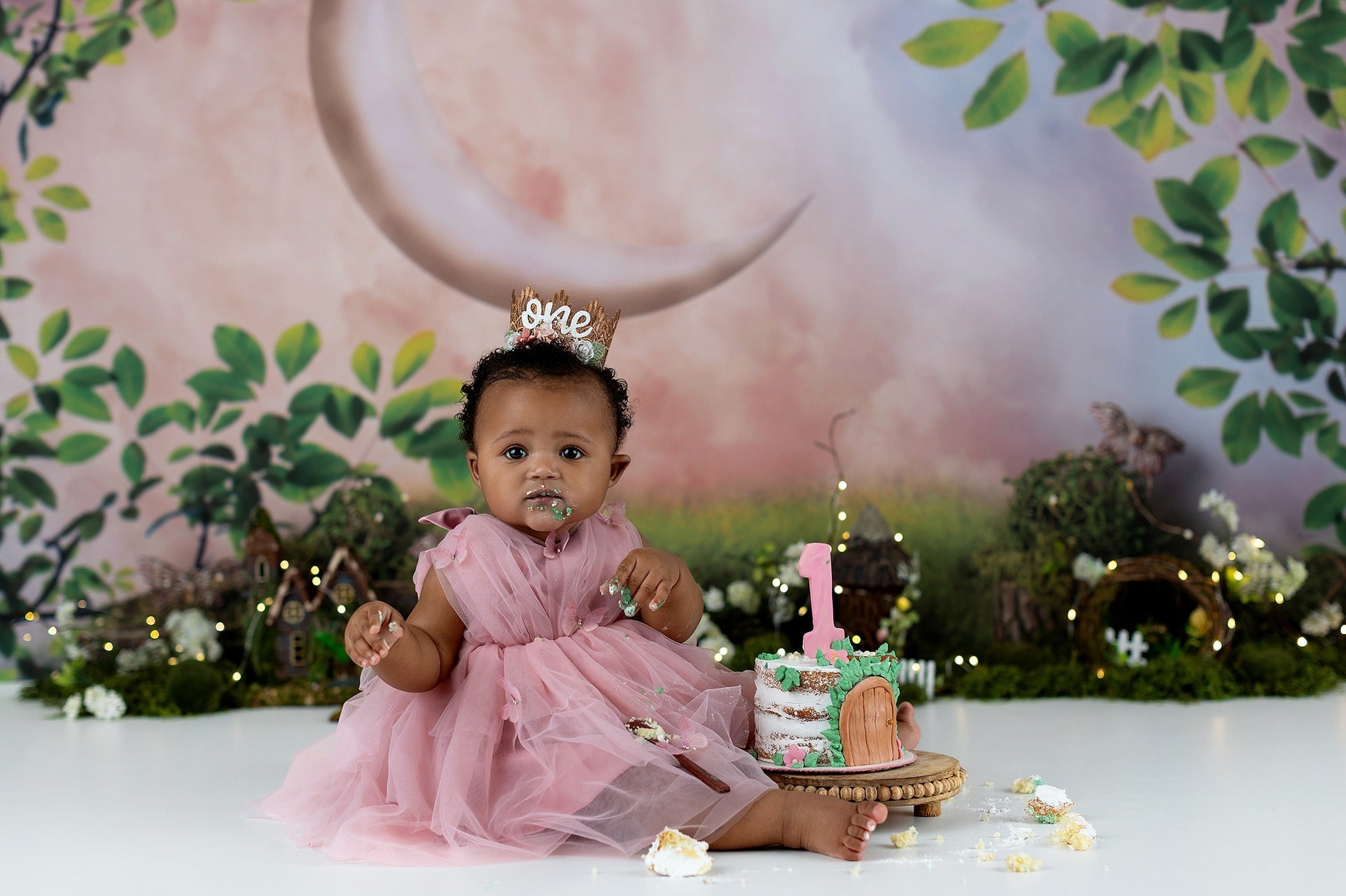 Kids Photo Backdrop Enchanted Crescent Moon Garden Newborn Backdrop UK MRR9-39