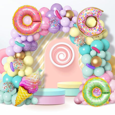Three Donuts Macaron Fantasy Birthday Theme Balloon Chain BA18