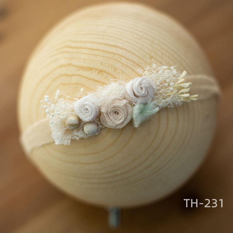 Newborn Photography Velvet Flower Pearl Headband Hair Accessories TH2